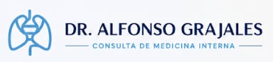 Logotipo del consultorio de medicina interna del Dr. Alfonso Grajales, con ícono de pulmones